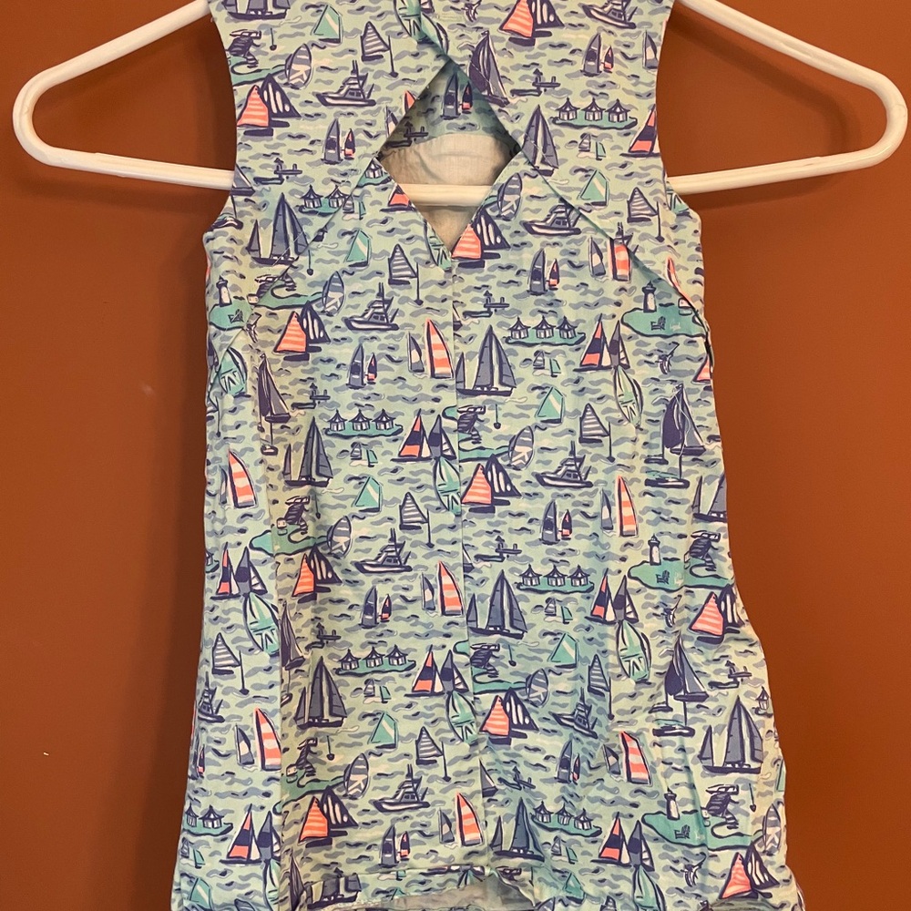 Girls Vineyard Vines Sailboat Print Sleeveless Dress- Size 3 in great condition